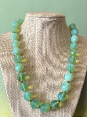 Joan Rivers Green Glass Faceted Bead Necklace Gorgeous